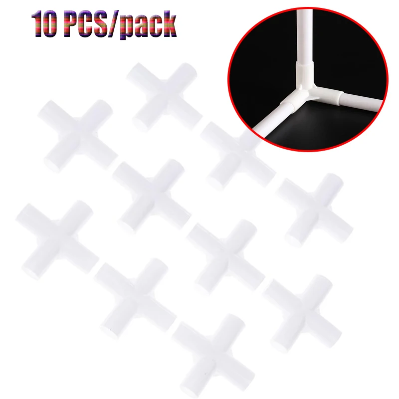 10PCS White 12mm Plastic White Pipe Connector DIY Shelf Tent Fixed Joint Fitting Tee Four Way Straight Elbow Wardrobe Hook Joint