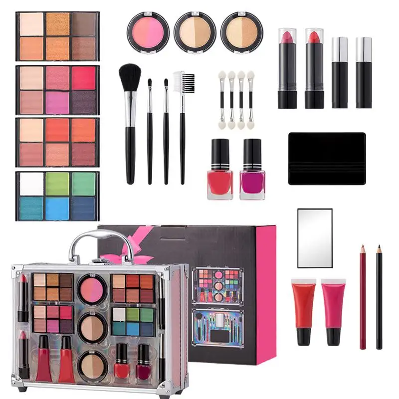 All In One Makeup Kit Women Full Kit Makeup Gift Set Eyeshadow,Lip Makeup,Mascara,Lipstick,Eye Pencil,Applicator,Blush,Powder