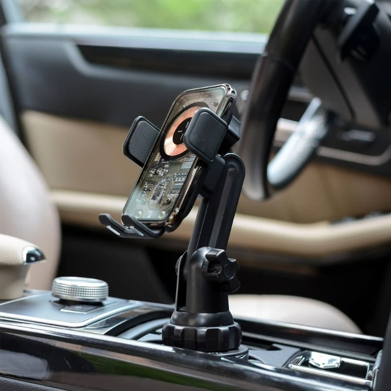 التلقائي لقط سيارة حامل جوّال بلاستيكي حامل الكأس شاحن لاسلكي حامل اكسسوارات السيارات الداخلية العالمي سيارة GPSحامل K1KF