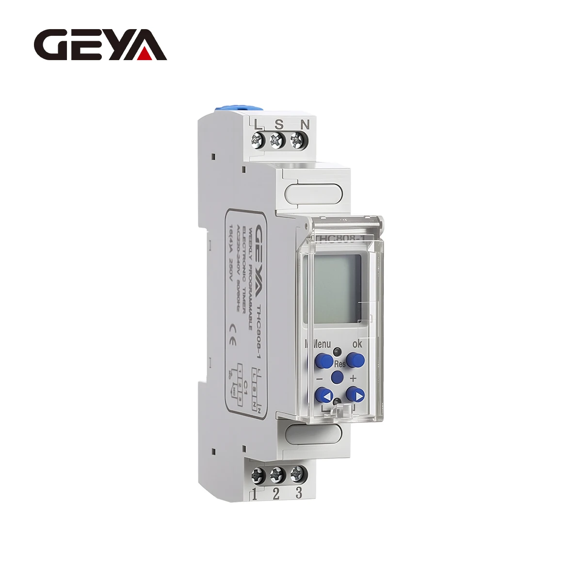 GEAY Dual-channel Adjustable Timing Switch DIN Rail Micro Computer Timer Switch AC/DC 24-240V Digital Timer 16A LCD THC808