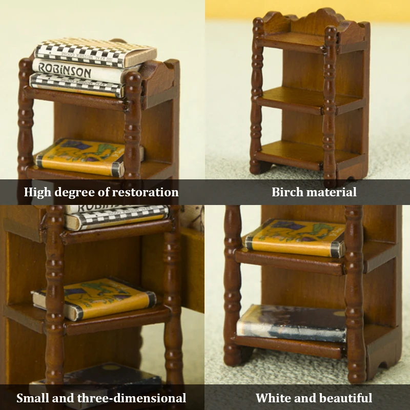 Mesita de noche en miniatura para casa de muñecas, estante de almacenamiento, mesita de noche, muebles, modelo de decoración para dormitorio, accesorios para casa de muñecas de juguete, 1:12