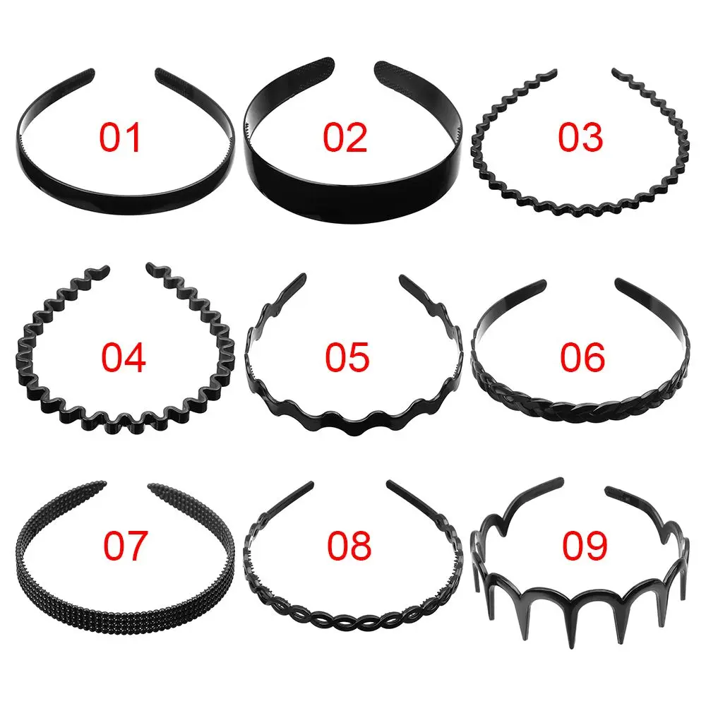 Unisex Hairband Headband Spring Wavy Hair Band for Men Women Sport Hair Hoop Non-slip Headwear Black Hair Accessories