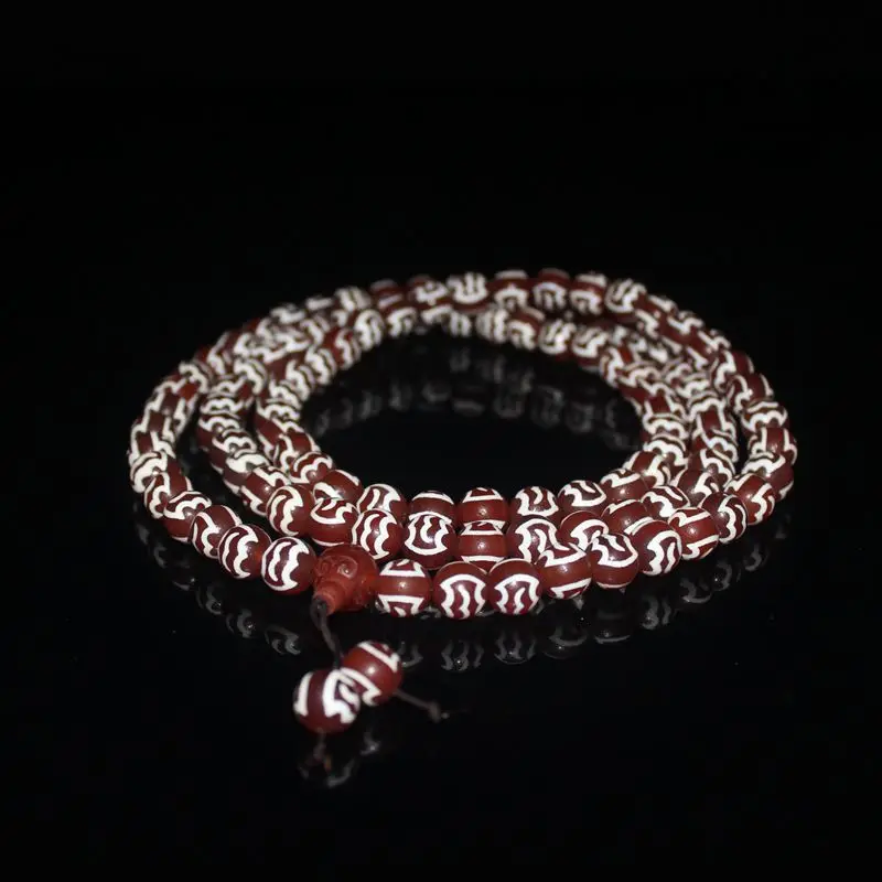 

Western Asia Inlaid Dapeng BirdOld Red Agate round Necklace Prayer Beads Collect