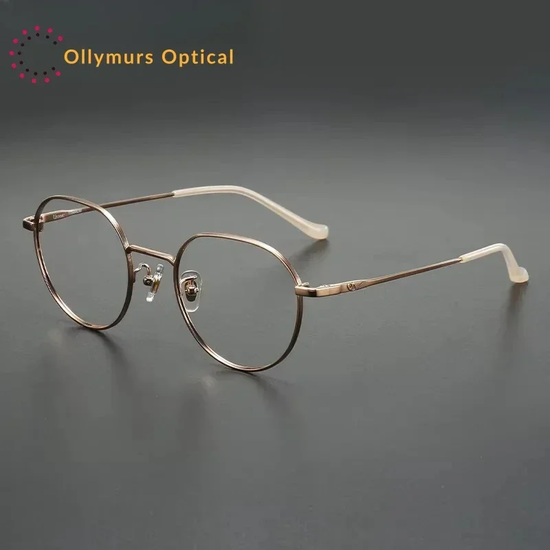 Ollymurs Pure Titanium Glasses Women Super Quality Men Eyeglasses Retro Round Optical Glasses Frame Prescription Myopia Reading