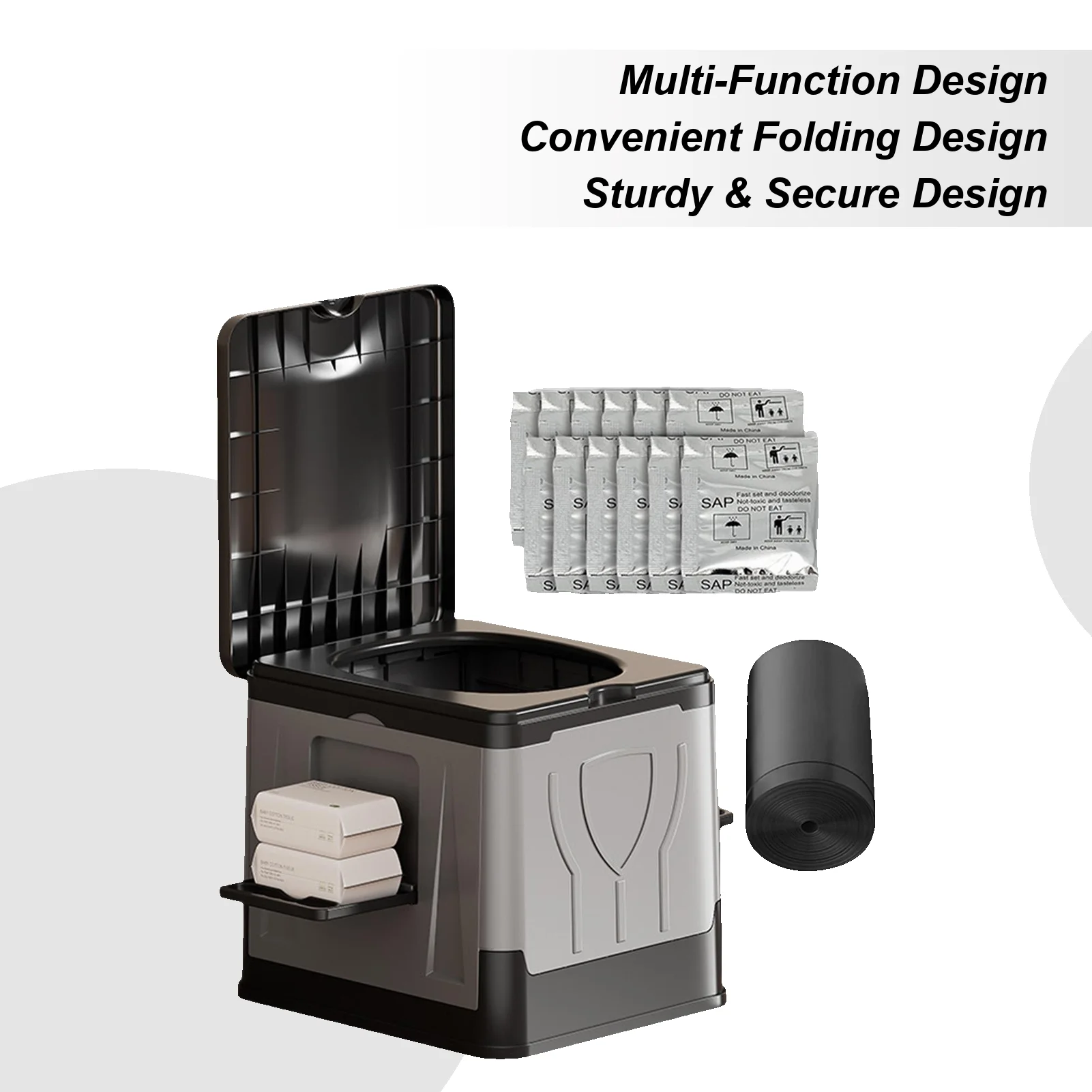 

Mobile Toilet for Adults Portable Travel Folding Toilet Foldable Seat Lightweight Potty for Camping Hiking Tent Car Beach Home