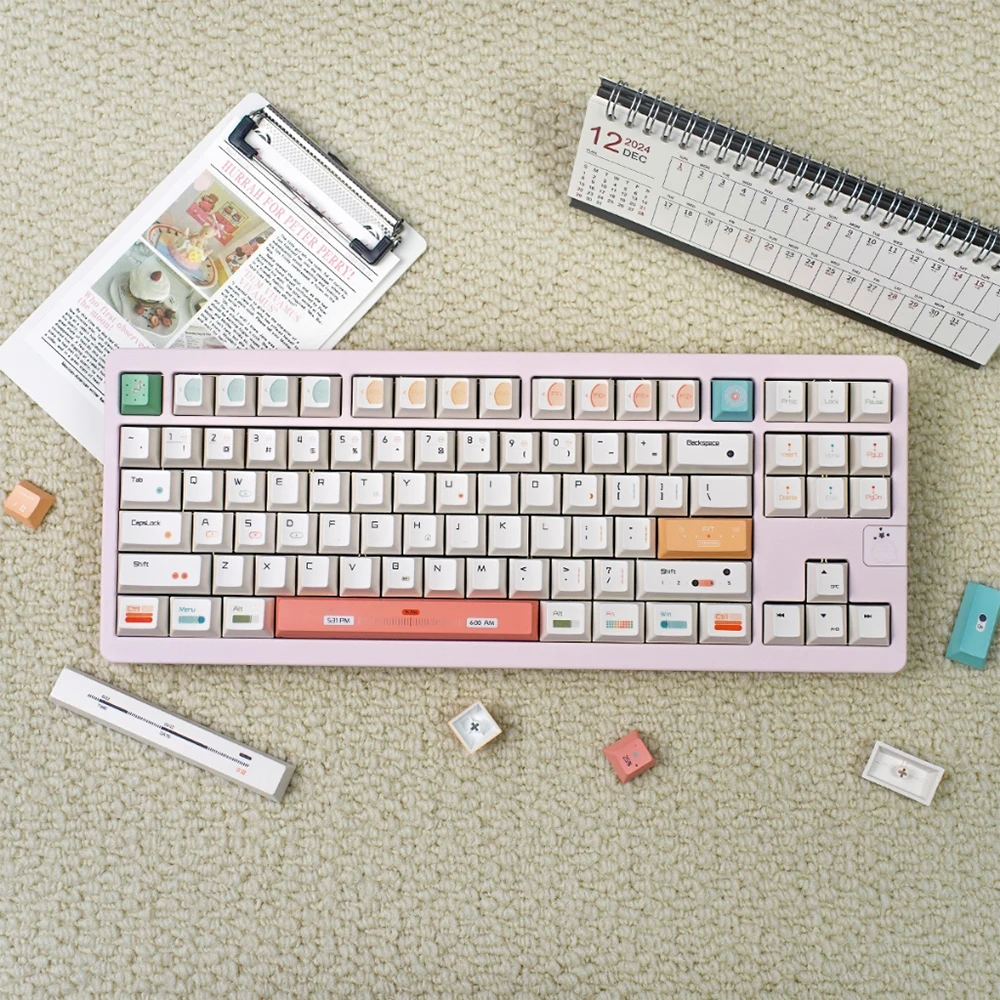 Radio Keycaps 144 Keys Dye-Sublimation Cherry Profile PBT Keycaps Off-White For MX 64/96/104/108 Mechanical Keyboard