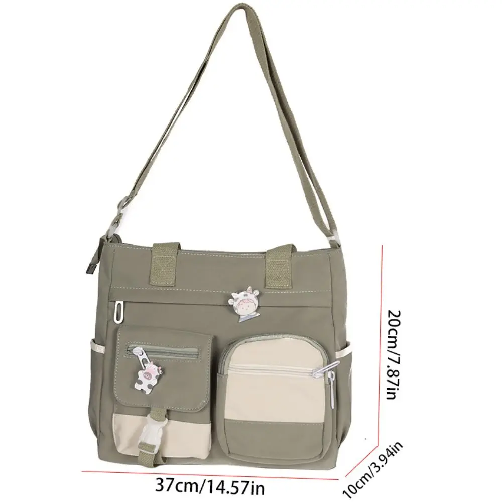 Casual Nylon Canvas Tote Bag Harajuku Academy Style Student School Bag Solid Color Korean Style Student Tutorial Bag Outdoor