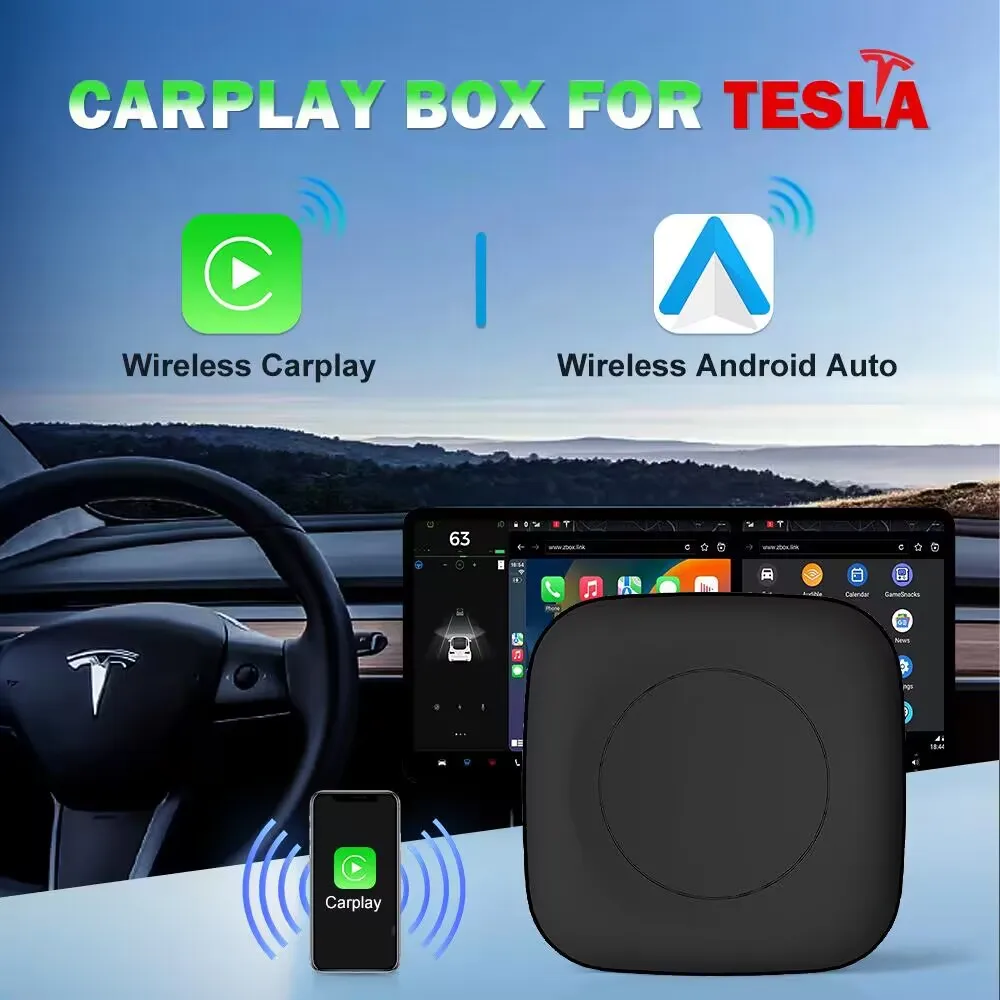 

T6 Carplay Ai Box For Tesla Wireless Carplay Wireless Android Auto Airplay For Model 3/ X/y/s Carplay Dongle Ota Online Upgrade