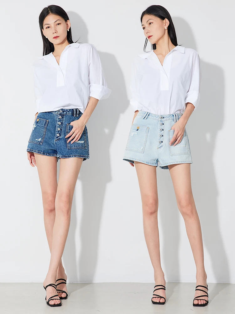 

Женские джинсы RUGOSAM с высокой талией и одной пуговицей, удобные, утягивающие, А-образный крой, универсальные для всех сезонов, RB020