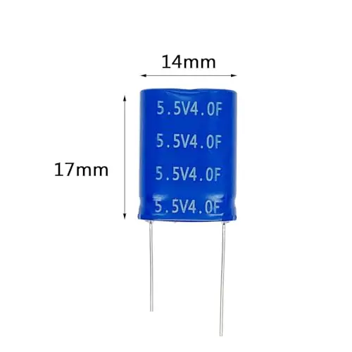 2 pcs 8.5x17x14mm(0.31x0.67x0.55in) Super Capacitor 5.5V 4F Farad Capacitance Winding Type Energy Storage