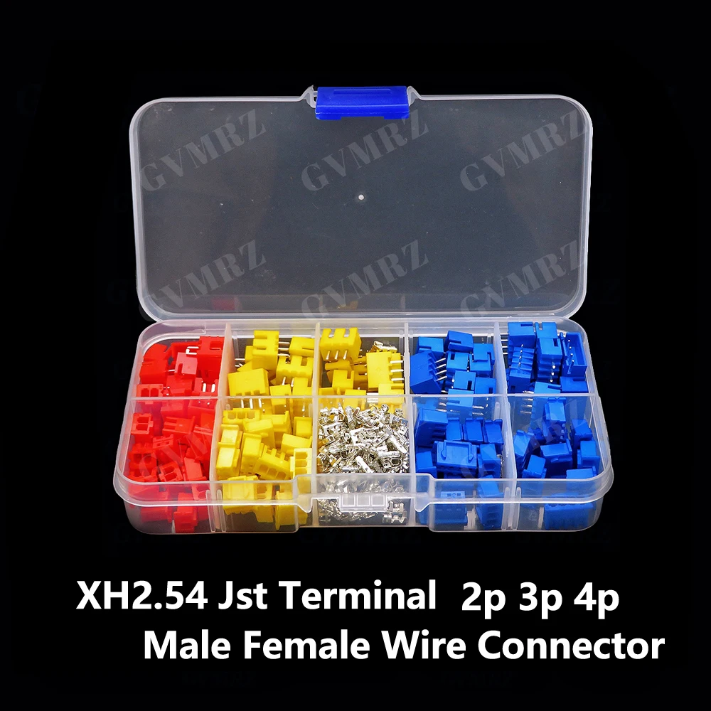 320PCS 2-4P XH2.54 Jst Terminal Male Female Wire Connector Adaptor 2p 3p 4p 2.54mm Pin Header Housing KIT
