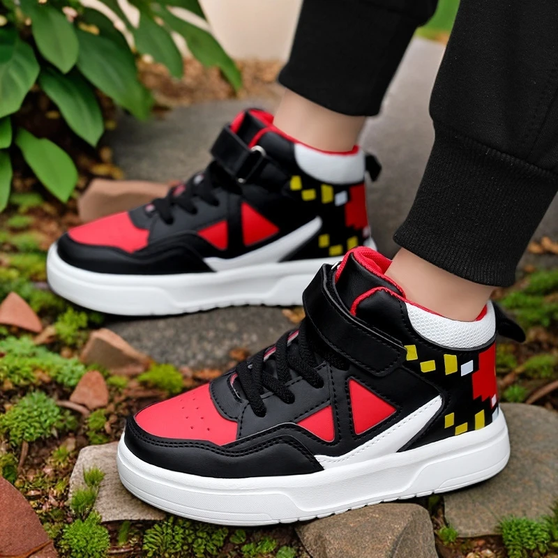 Fashion Sport Sneakers Boys Breathable Casual Running Shoes With Adjustable Strap In Blue And Orange For School And Outdoor