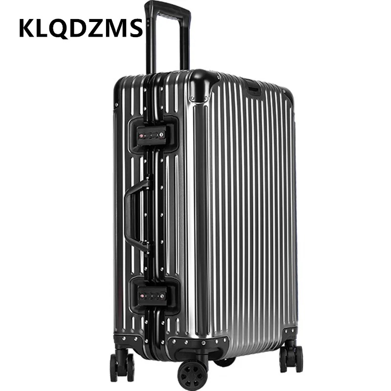 KLQDZMS กระเป๋าเดินทางผู้ชาย 20 "24" 26 "28 นิ้วอลูมิเนียมแมกนีเซียมอัลลอยด์รถเข็นธุรกิจ Boarding กล่องผู้หญิง Cabin กระเป๋าเดินทาง