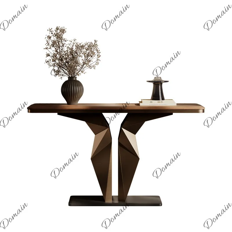 2026 New Italian Luxury Black Walnut Solid Wood Entryway Table Minimalist Console Table for Hallway Wall Mounted Storage Shelf