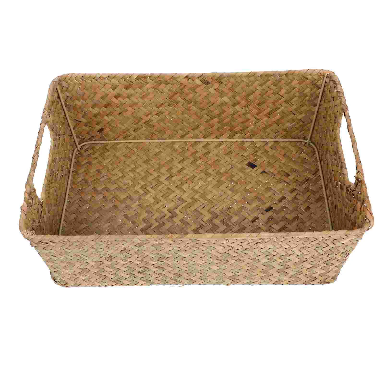 

Wicker Storage Basket Ornament Trays Kitchen Box Hamper Vegetable Desktop Sundries Laundry