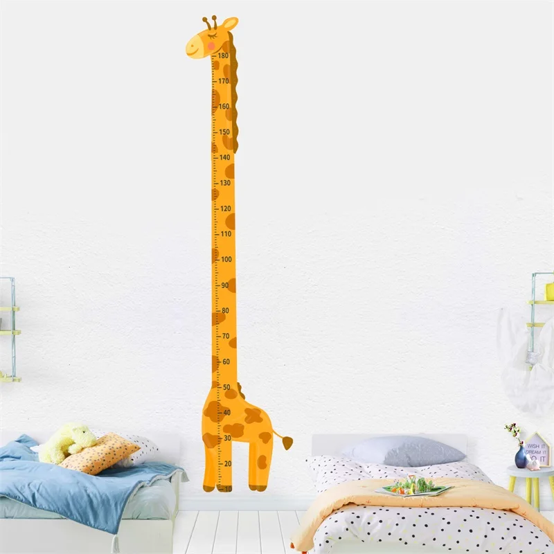 Baby Height Growth Icon Sticker Ruler Giraffe Animal Height Tracker Ruler Children Bedroom Daycare Home Decoration Wall Sticker