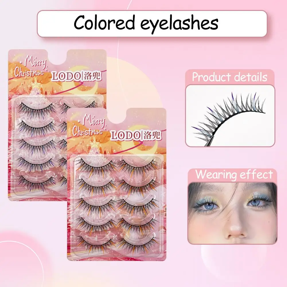 Estilo coreano cílios coloridos aparência natural tira completa hastes auto-adesivo festival maquiagem música extensão de cílios preto cl c1h4