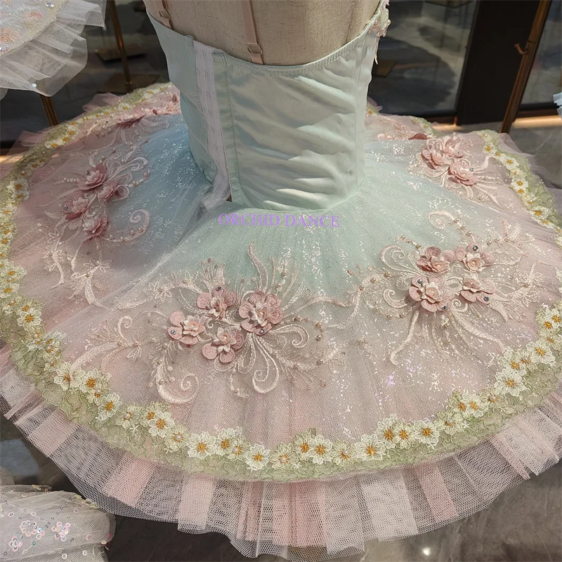 BT01234 taille personnalisée professionnelle couleur personnalisée enfants filles femmes Adul vert Ballet Tutu Costumes