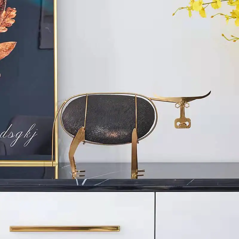 Kreative Luxus Wohnaccessoires Metall Rinder Marmor Dekoration Moderne Desktop-Dekoration Raumdekoration