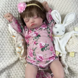 46CM già finito Reborn Doll Rosalie Sleeping neonato capelli radicati a mano 3D dipinto tono della pelle vene visibili regalo di natale