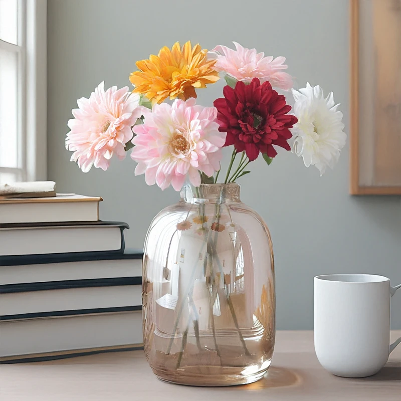 17 Zoll einzelne Gerbera-Gänseblümchen-künstliche Blume, Heimdekoration, Restaurantzimmer, Hochzeitsarrangement, künstliche Blumen, Wandfotografie-Requisite