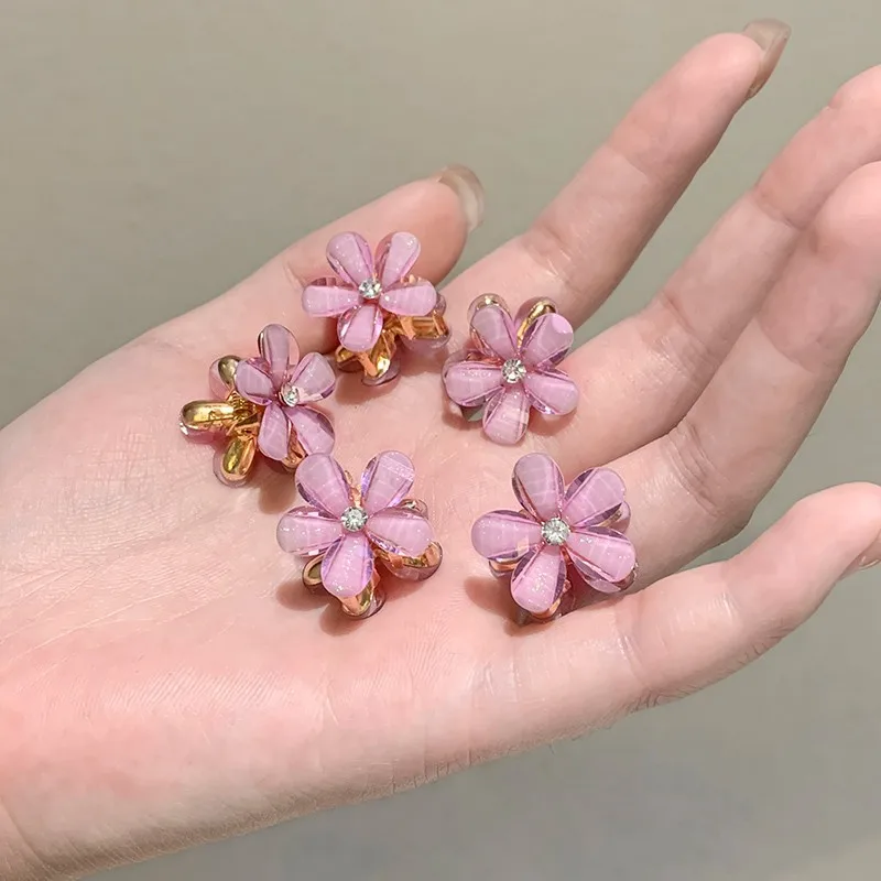 5Pcs/Set Girls Cute Colorful Hair Clips Flower Small Hair Claw Kids Sweet Hairpins Crab Hair Clip Women Fashion Hair Accessories