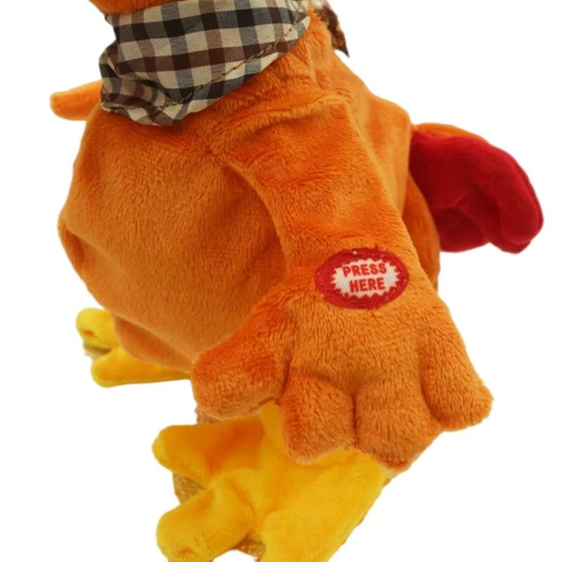 Giocattolo di pollo che strilla musicale da 15 pollici che canta gallo ondulato giocattolo di peluche interattivo elettronico giocattolo di peluche elettrico