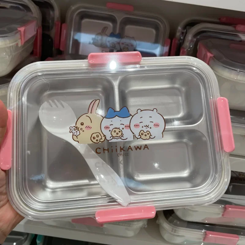 

Original Chiikawa 800ml Stainless Steel Lunch Box Single Non-Removable Divider Easy Clean Large Bentobox Kawaii Gift Anime Usagi