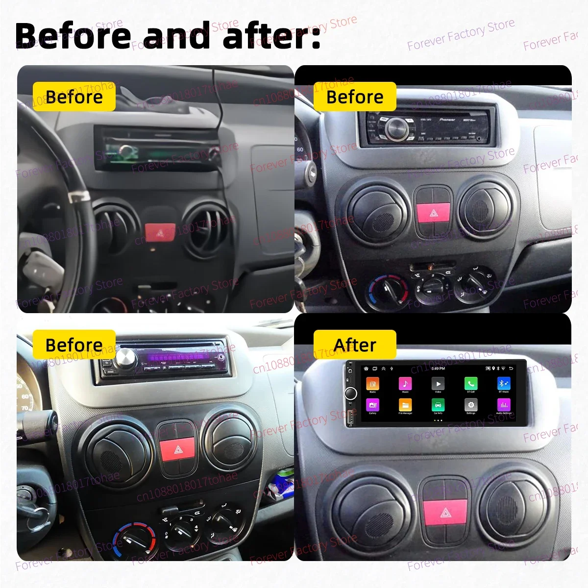 For Citroen Nemo Peugeot Bipper Fiat Fiorino Qubo 2008-2022 1 Din Android Radio Carplay Android Auto 6.86