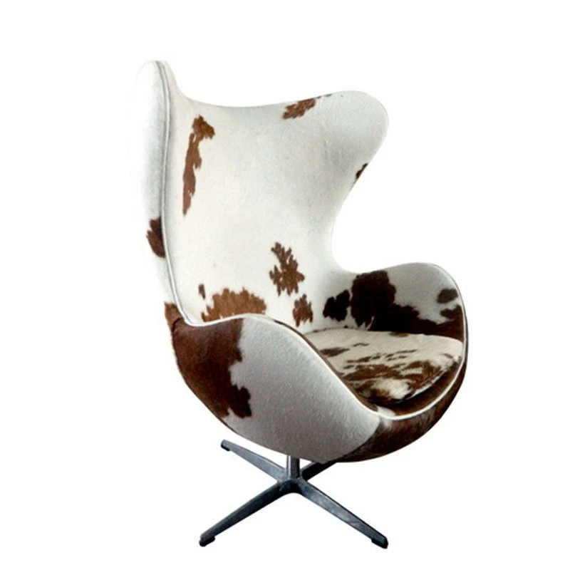 

Retro nostalgic sofa chair, natural fur eggshell shape single lounge chair