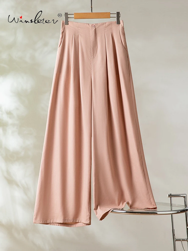 

Winsleter-100%Spun Silk Elegant Trousers, Elastic Waist Pocket, Women Simplicity Casual Wide-leg Pants, 2026 Spring New B5D967CC