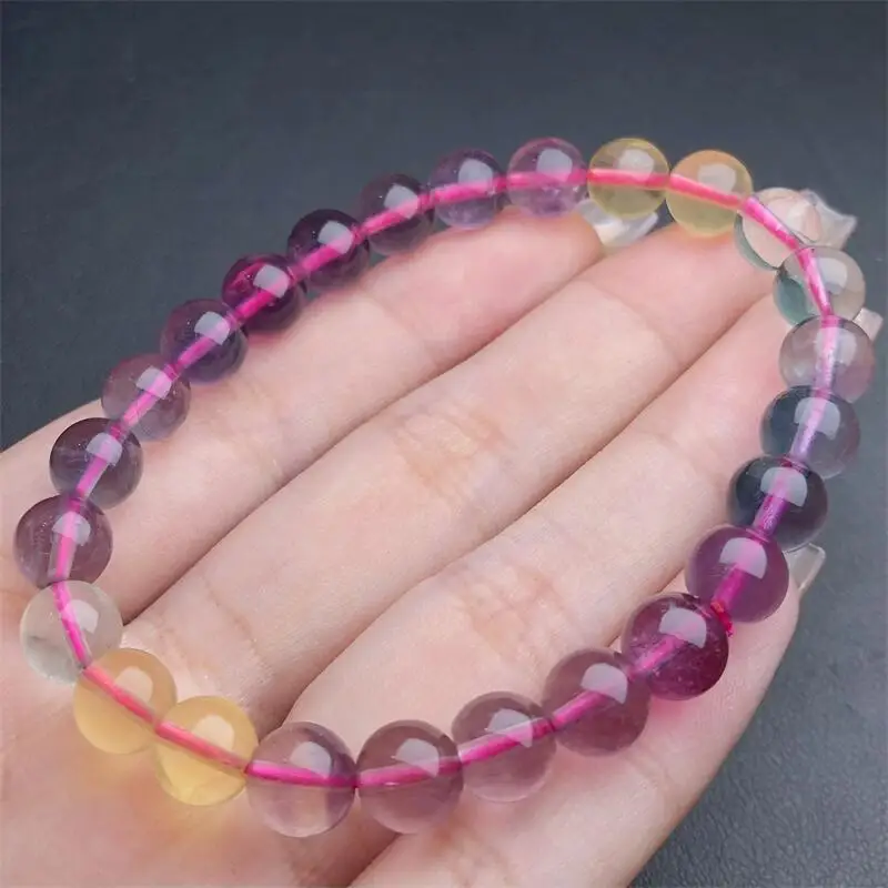 7.5MM Natural Colored Fluorite Bracelet For Women Men Love Gift Crystal Beads Strands Jewelry Gift 1PCS