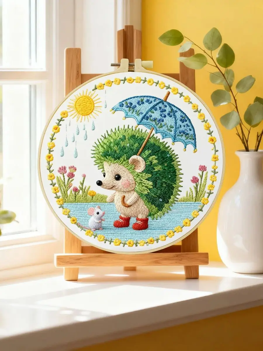 1 Stück 20X20CM/15X15CM 7,87/6,3 Zoll Dachs-Stickerei-Starter-Kit DIY-Kit DIY-Stickerei-Set Handarbeiten Nähkunst Malerei – Detail 6