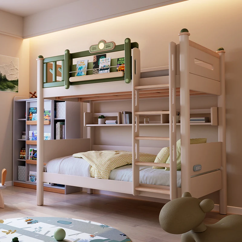 Shelves Board Wood Double Bed Bunk Storage Baby Children Frame Double Bed Lift Green Letto Matrimonile Bedroom Furniture