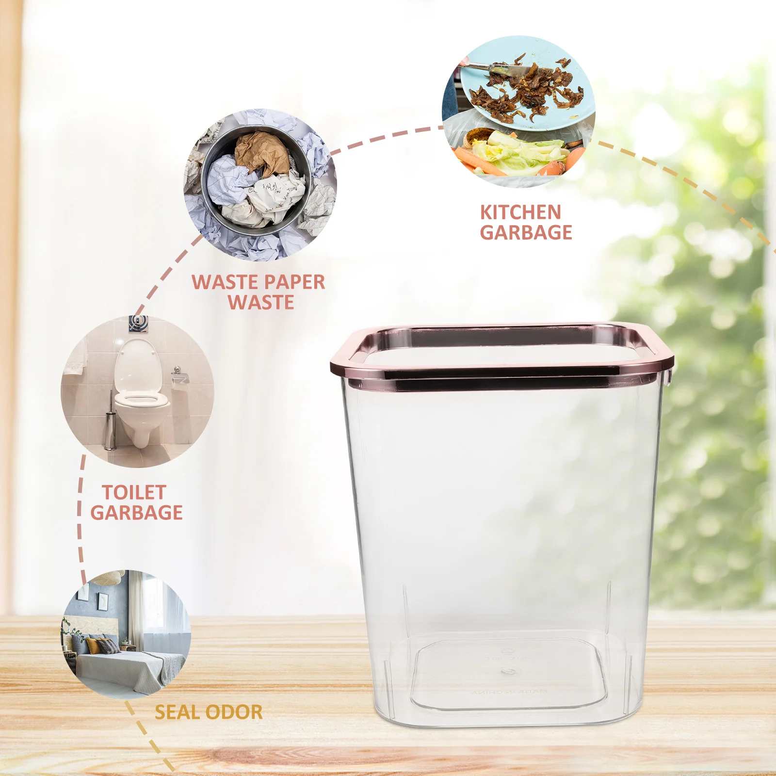 

Creative Trash Can Transparent Pet Material For Bedroom Bathroom Kitchen Office Home Clear Garbage Bin Dorm Room Waste