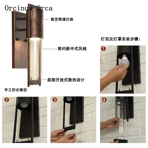 American creative personality LED outdoor wall lamp patio balcony modern simple iron waterproof wall lamp free shipping