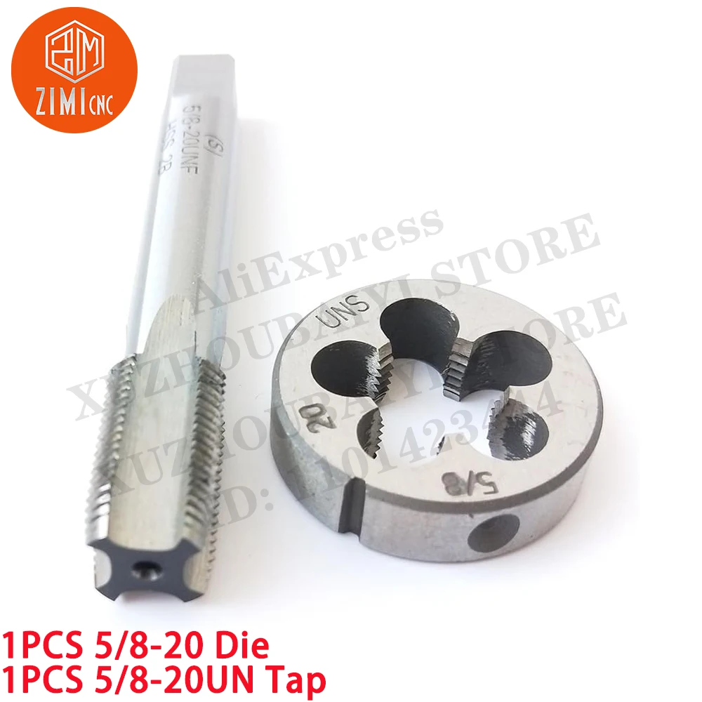 

1PCS 5/8-20 Die + 1PCS 5/8-20UN Tap Machine Thread Tap Round Thread Die Right Hand HSS Taper CNC tools metal lathe cutting tools