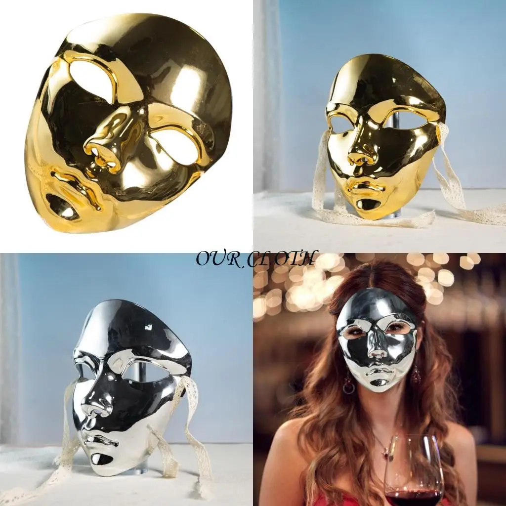 

Metallic Color Masquerade Mask Full Face Mask Halloween Mask For Women Men Y1AC
