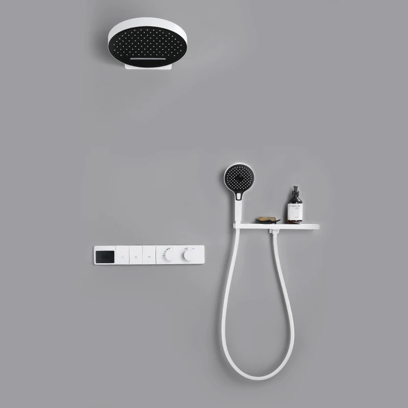 

Набор смесителей для душа в ванной комнате, смеситель на стену, латунь, современный сплошной дизайн, скрытый матовый черный хромированный душевой набор