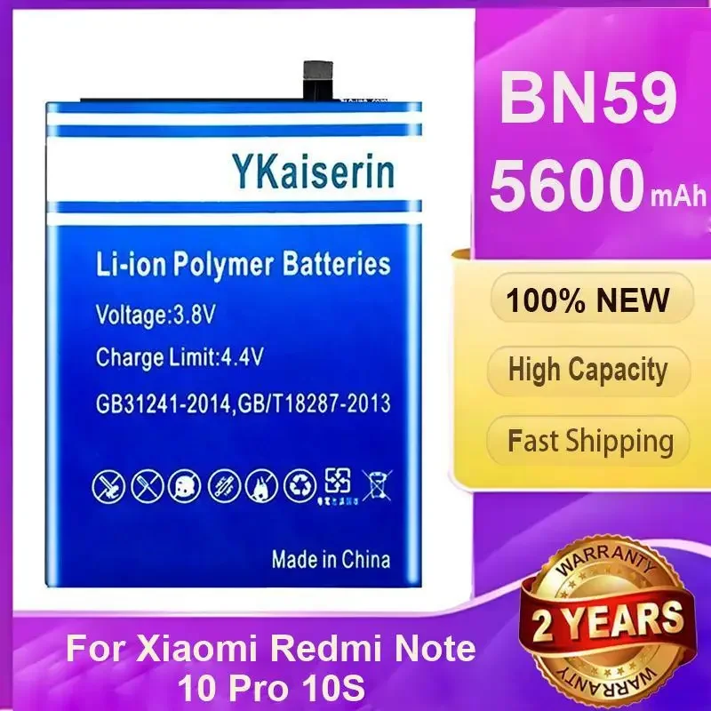 

YKaiserin High Quality New BN59 5600mAh Battery for Xiaomi Redmi Note10 Note 10 Note 10 Pro 10S Note10 pro Batteries Tools
