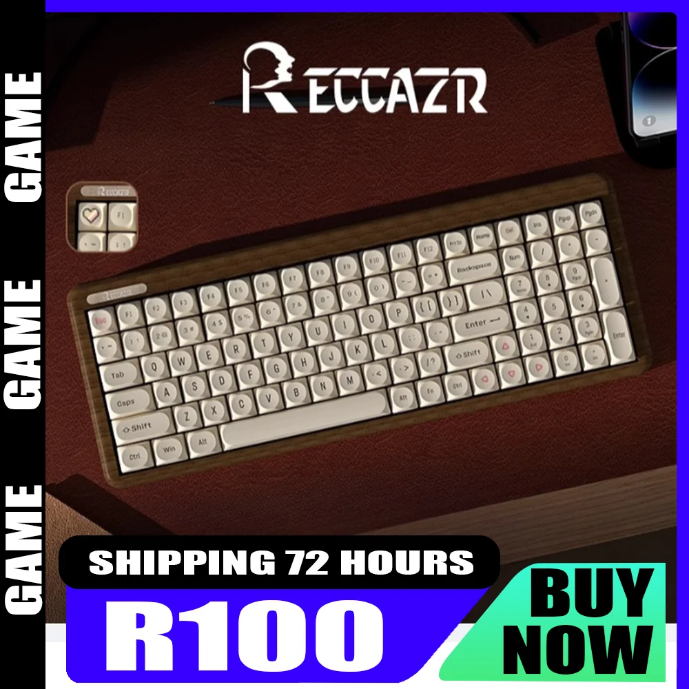 

RECCAZR R100 mechanical keyboard tir-mode RGB100 key customization highly wear-resistant BPT material full-key hot swap 2.4G