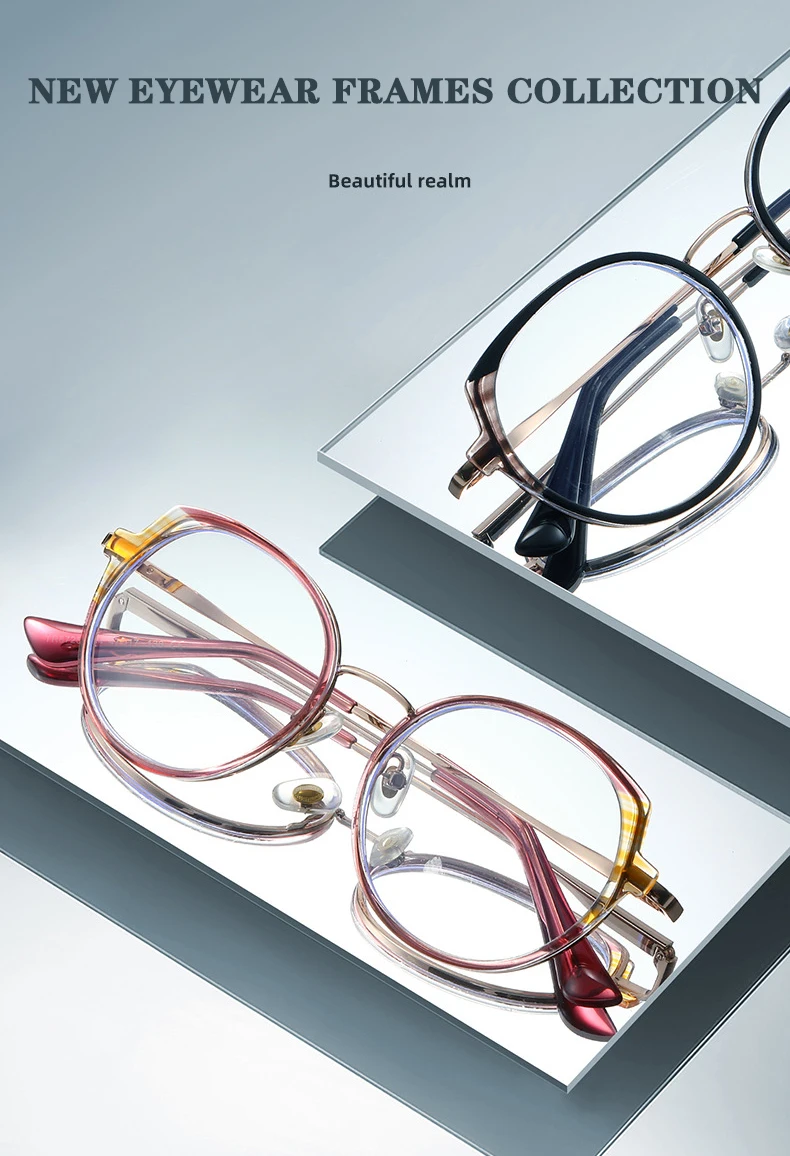 Runder Retro-Brillenrahmen für Damen, ultraleicht und bequem, Dänemark, koreanisches Design, Glasse, 2023, neu – Detail 1