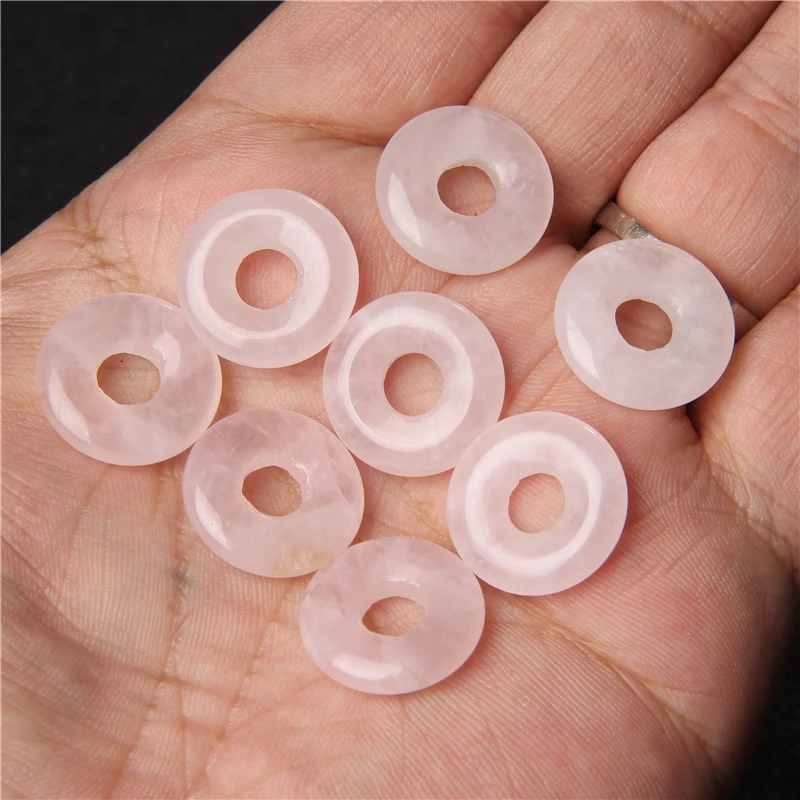 5PCS 18mm Big Hole Natural Stone Beads Round Donut Quartz Crystal Charm Beads for Jewelry Making DIY Accessries Wholesale