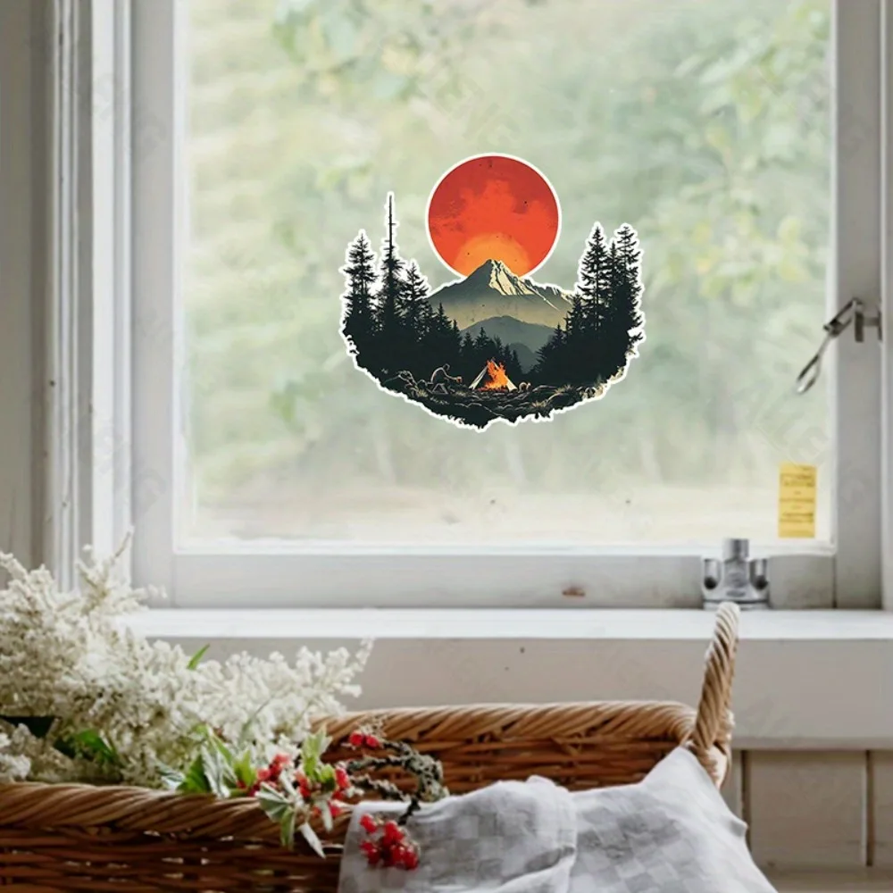 

Outdoor Camper Sticker Vinyl with Mountain and Sunset Design Perfect for Body Windows Bumpers Durable Camping