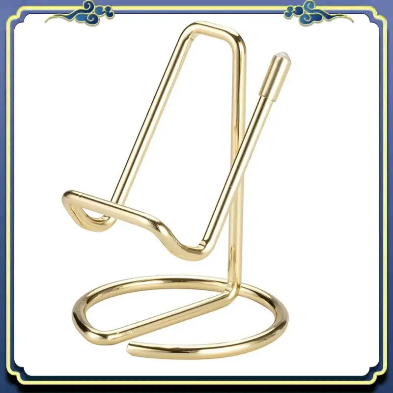 Portable 3X Business Card Holder For Desk, Metal Business Card Display Holder Stand, Office Desktop Name Card Holder (Gold)