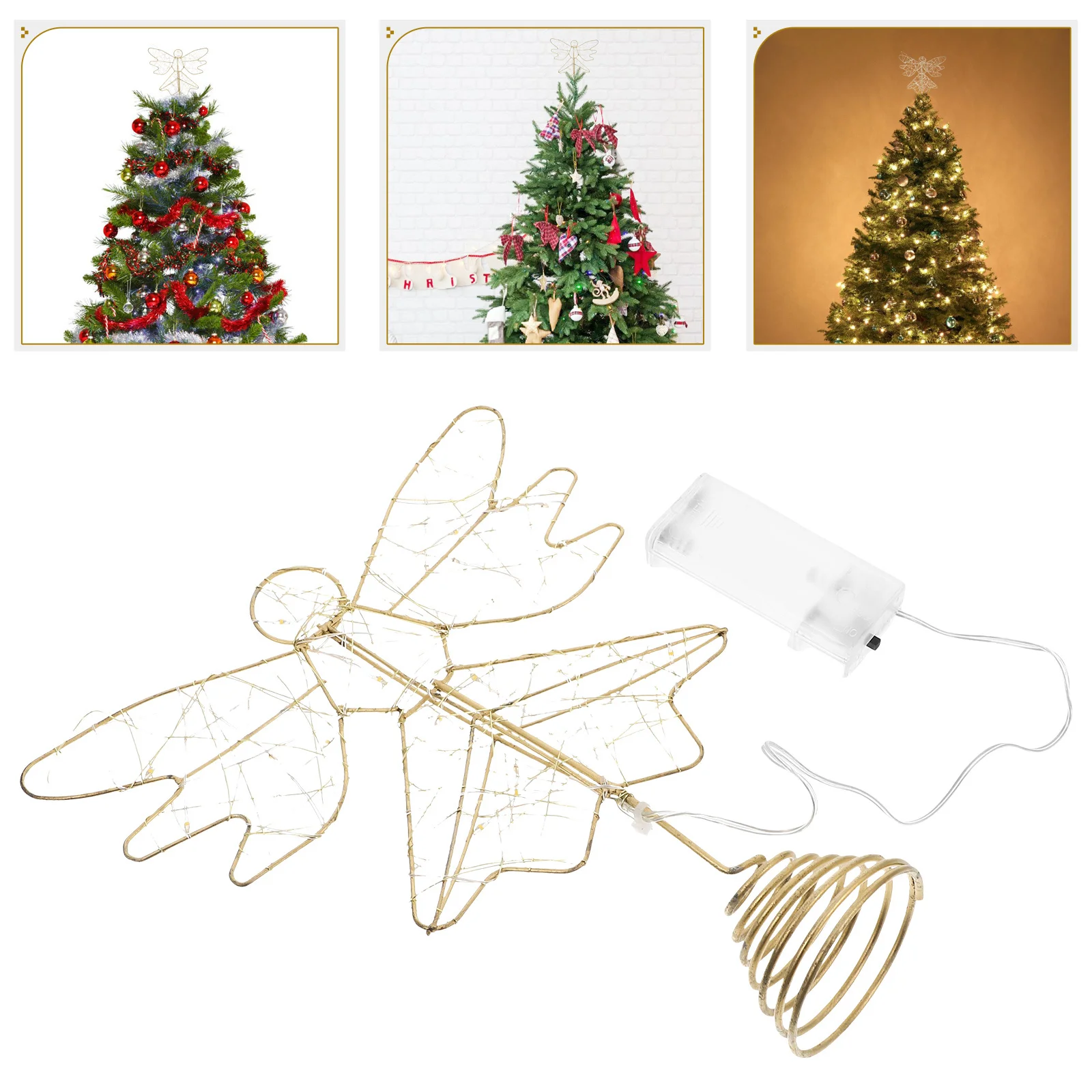 

1pc Tree Top Star Lamp Iron Craft Christmas Decor For Xmas Tree Treetop Ornament Festival Decoration Party Diy Accessory