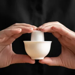 White Porcelain Teacup 25ml Sheep Fat Jade Chinese Small Tea Tasting Teaware Cup Smell Fragrance Teacups Kung Fu Cup Set