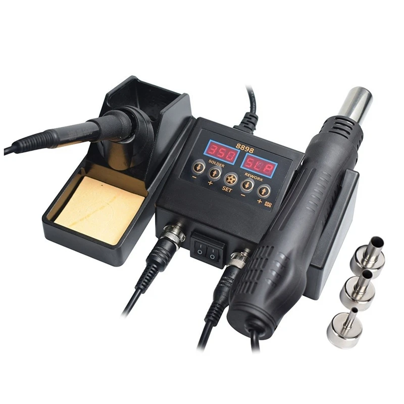 

8898 Soldering Station 2 In 1 Hot Air Soldering Iron LCD Digital Display Welding Station For BGA PCB IC Repair US Plug