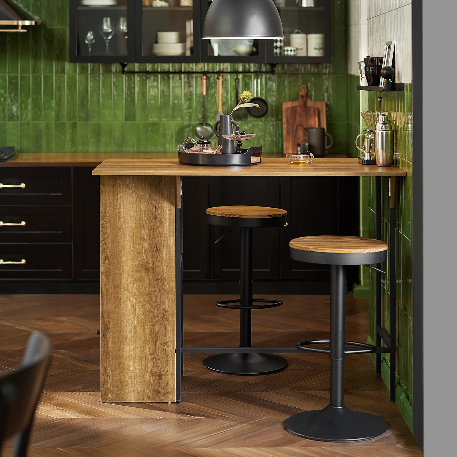 SoBuy FWT98-PF Bartisch Esstisch mit erweiterbarer Arbeitsfläche Hochtisch Bistrotisch Stehtisch Bartresen im Industrie-Desig – Detail 2