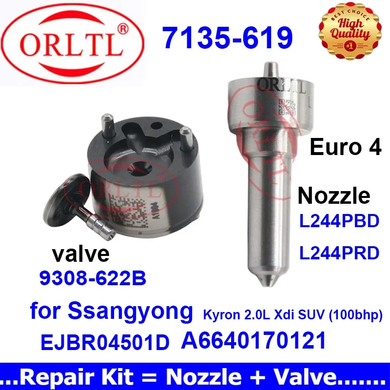 

INJECTOR Nozzle L244PBD L244PRD VALVE 9308-622B Repair kit 7135-619 For Ssangyong,Kyron EJBR04501D A6640170121 6640170121 Euro 4